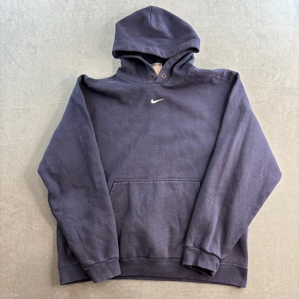 Vintage Nike Middle Swoosh Sweatshirt Hoodie Size XL Gray